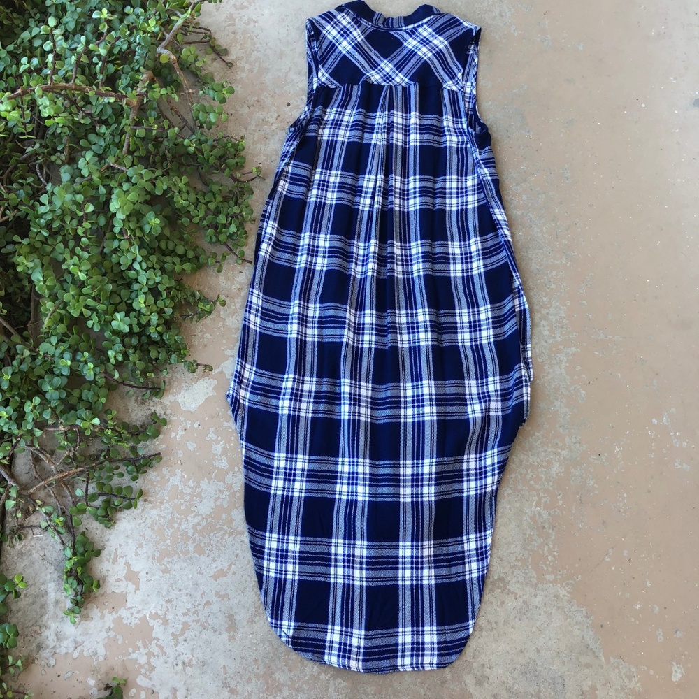 Rails Blue White Plaid High Slits Side Tunic Top - Picture 3 of 4